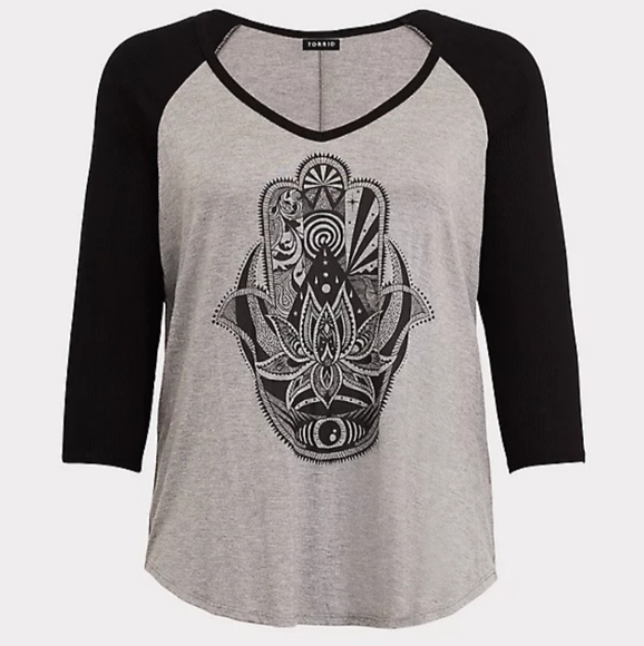 Torrid Grey Hamsa Raglan Tee